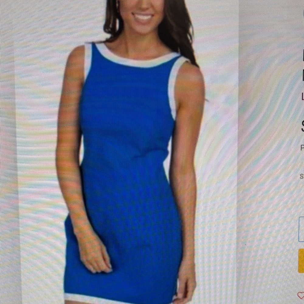 Lauren James Royal Blue Sleeveless Shift Dress with White Trim